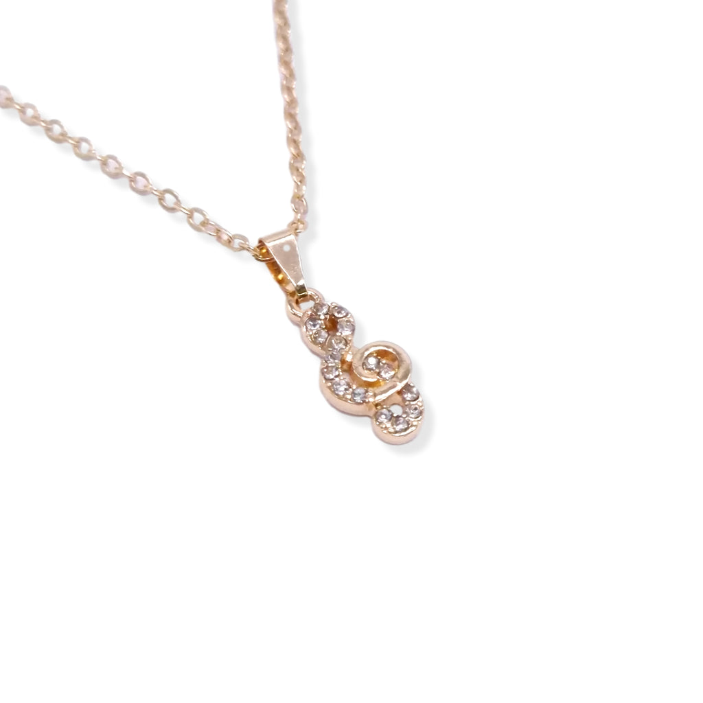 Petite Treble Clef Diamond 16" Necklace Gold Plated