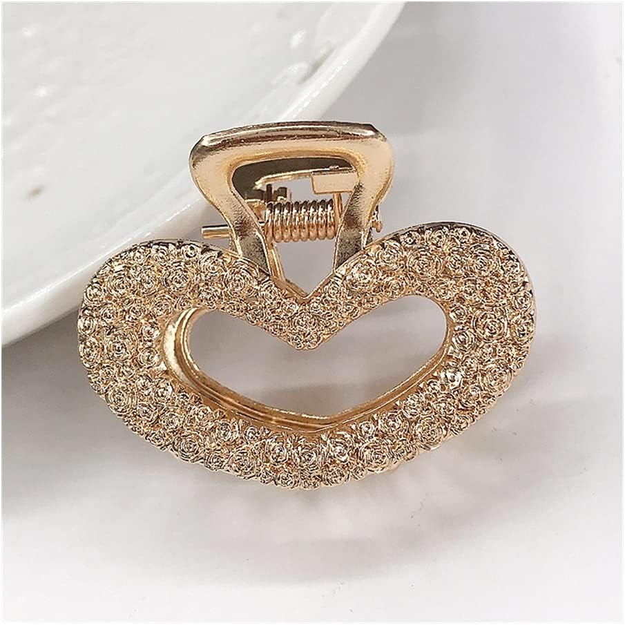 2 On A Card Heart Mini Geometric Shaped Hair Claws Gold Plated