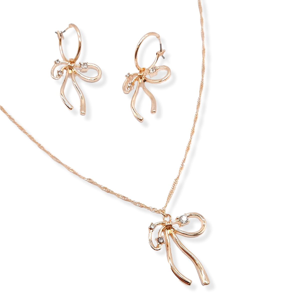 Bow Pendant Necklace & Earrings Set