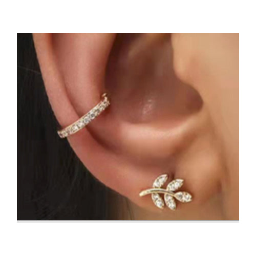 Crystal Leaf Ear Cuff