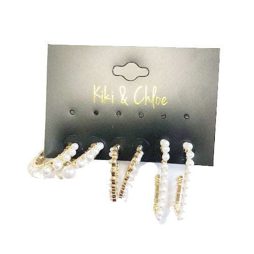 Kiki & Chloe 3pk Pearl Hoop Earrings