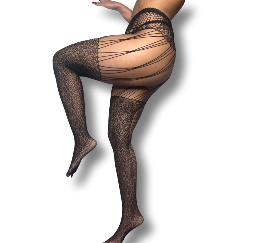 Kiki Chloe 5 Pack Garter Effect Fishnet and Lace Tights Suspender Stockings