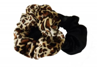 2 Pack Velvet Leopard Scrunchie