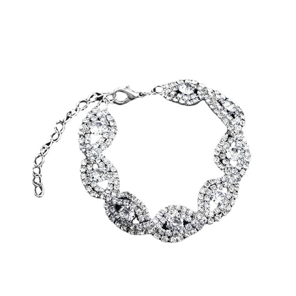 Multi Chain Eye Crystal Silver Plated Bracelet