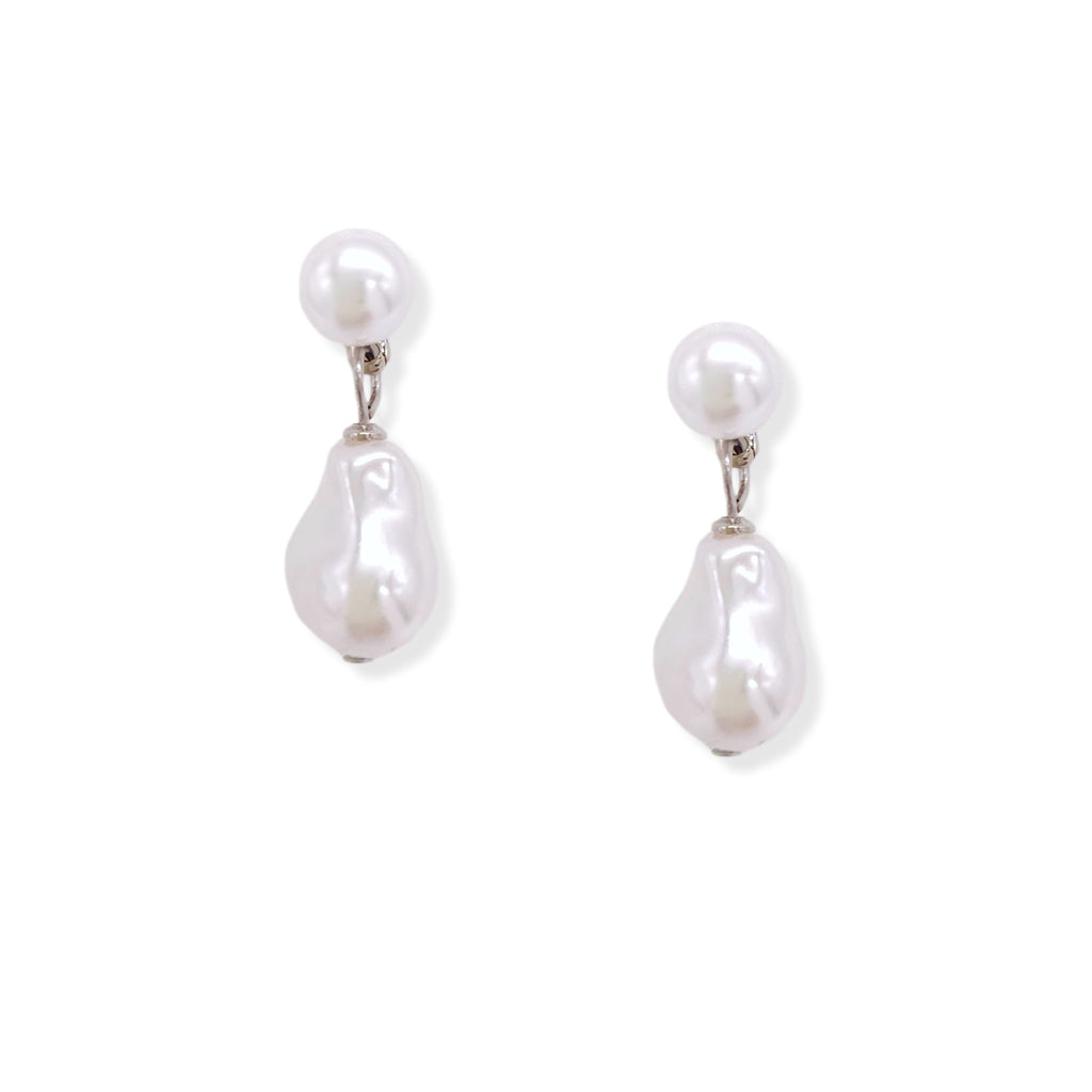 White Essential Drop Pearl Earrings