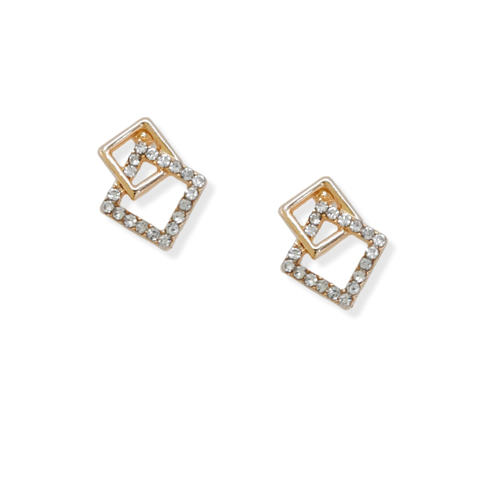 Geometric Open Diamante Gold Plated Stud