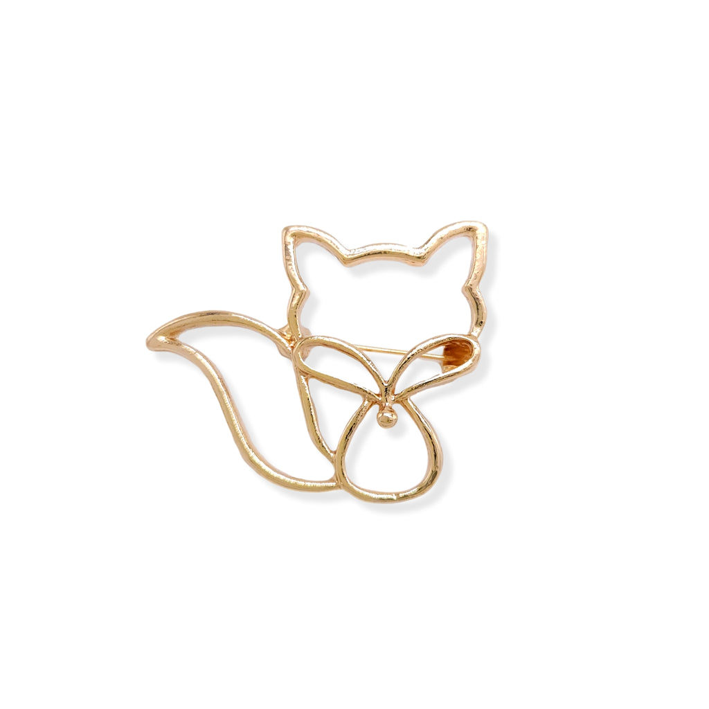 Cute Mini Cut Out Fox Gold Plated Brooch