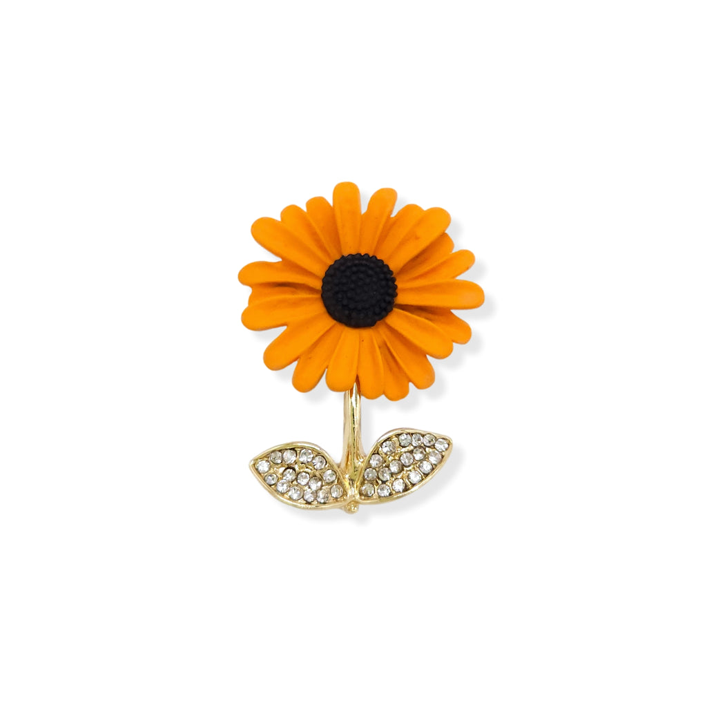 Yellow Rhinestone Sunflower Brooch