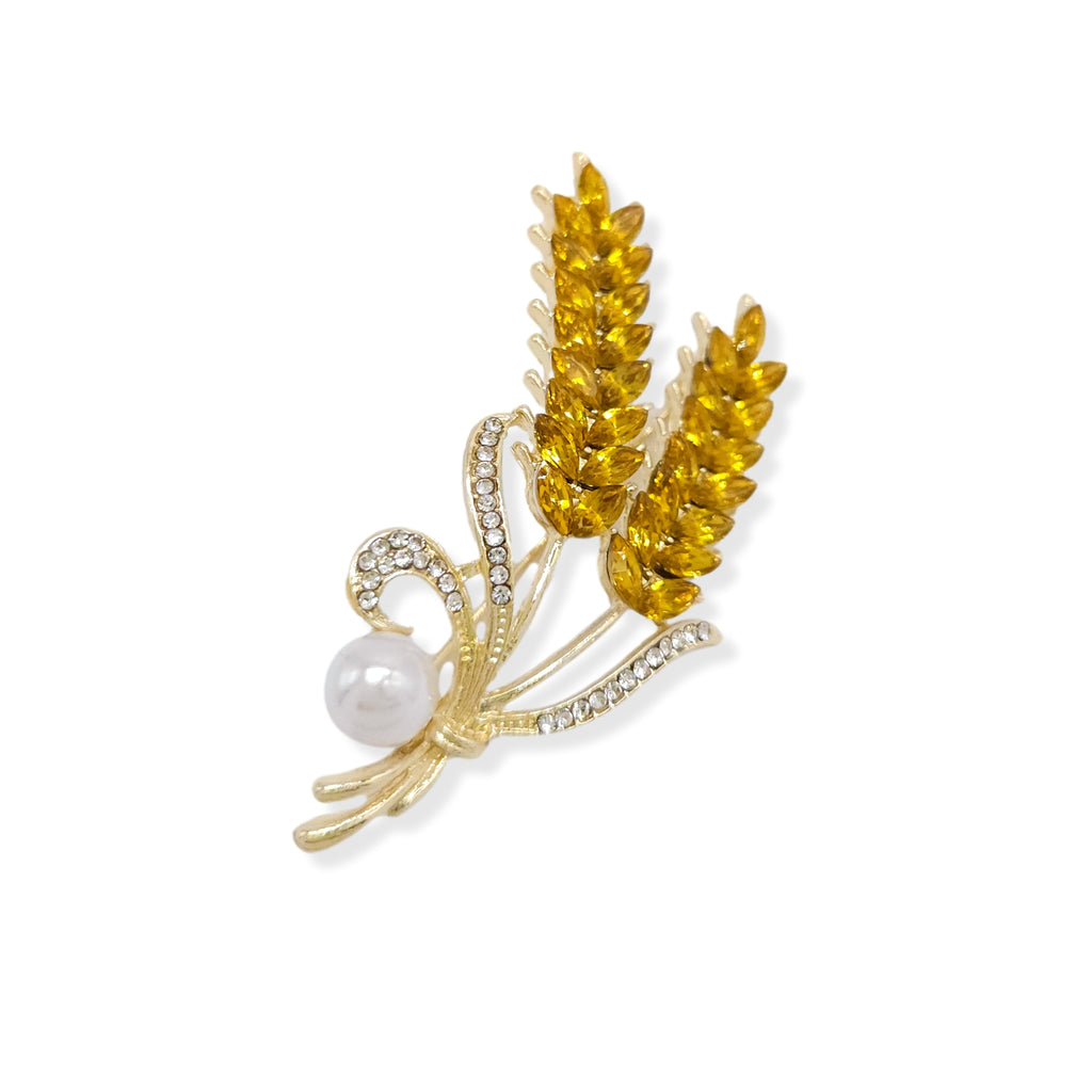 Luxury Yellow Crystal Wheat ear Of Corn Brooch
