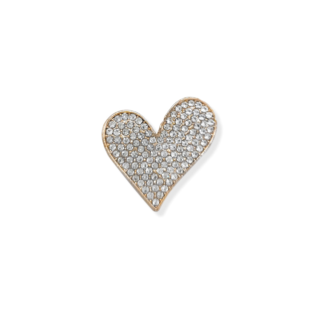 Love Heart Rhinestone Gold Plated Crystal Brooch