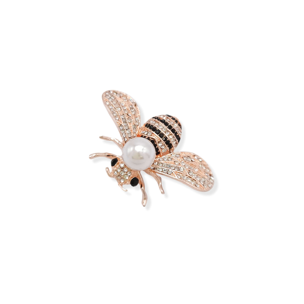 Faux Pearl Rhinestone Honey Bee Brooch