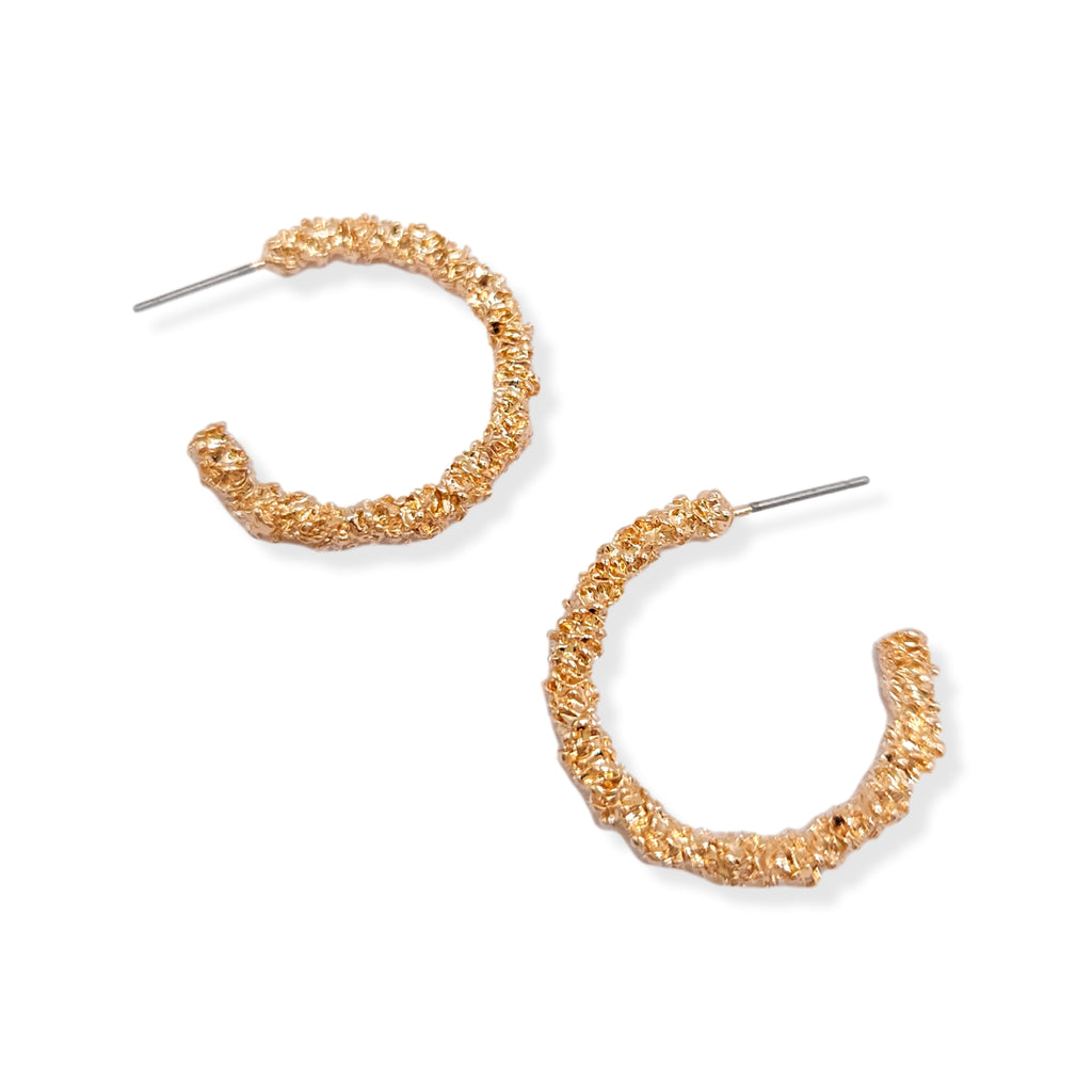 Mini Textured Hoop in Gold & Silver Plating