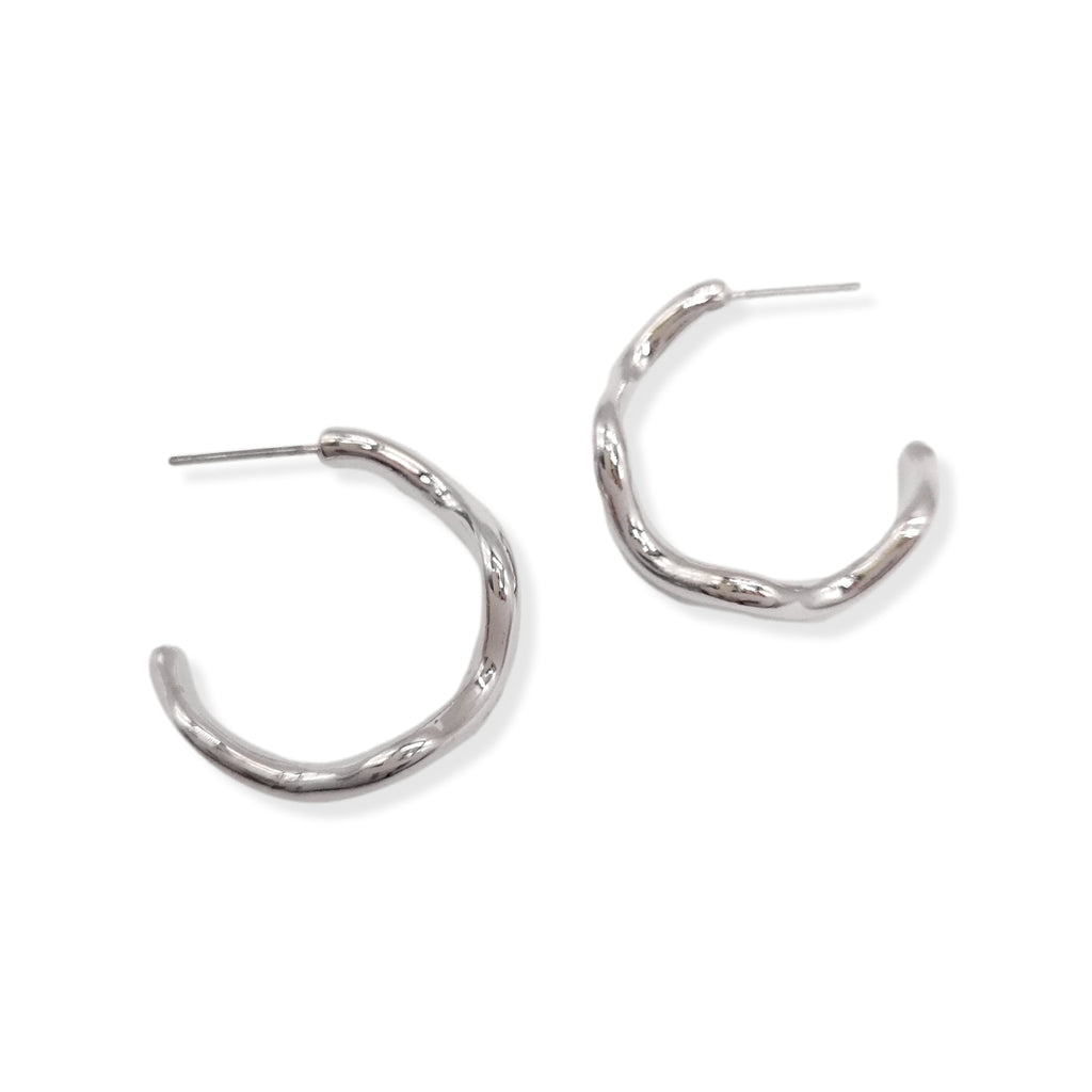 Women's Gold Wave Small Hoop Earring In Gold & Silver Plating