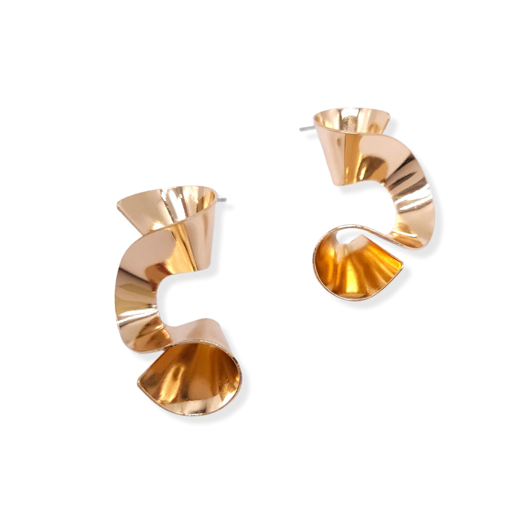 Abstract Swirl Twist Earrings Gold & Silver Plating