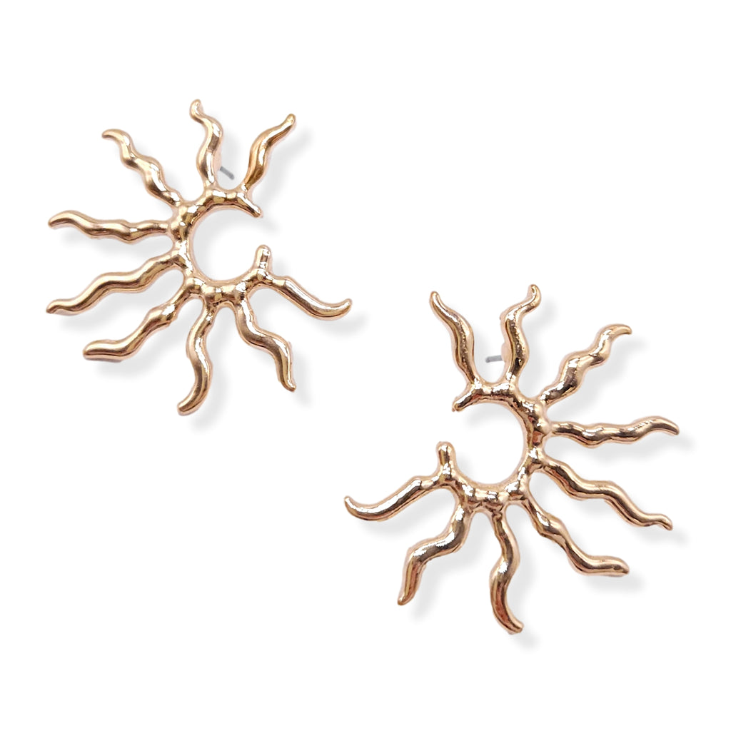 Sun Ray Statement Earring In Gold & Silver Plating