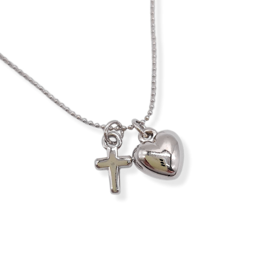 Multi Charm Cross Heart Necklace