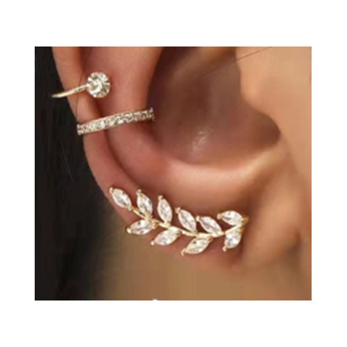 Crystal Leaf Ear Cuff