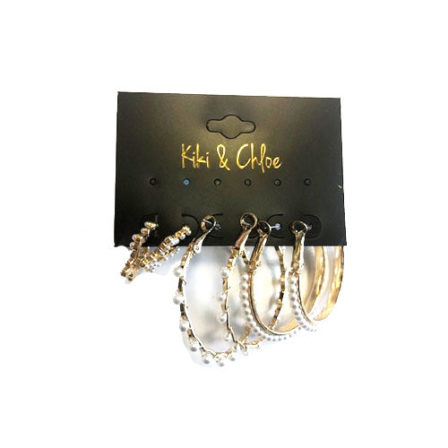 Kiki & Chloe 3pk Pearl Hoop Earrings