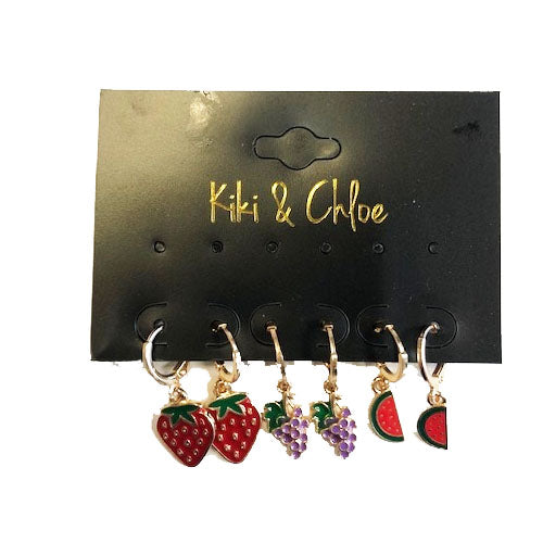 Kiki & Chloe 3pk Fruit Hoop Earrings