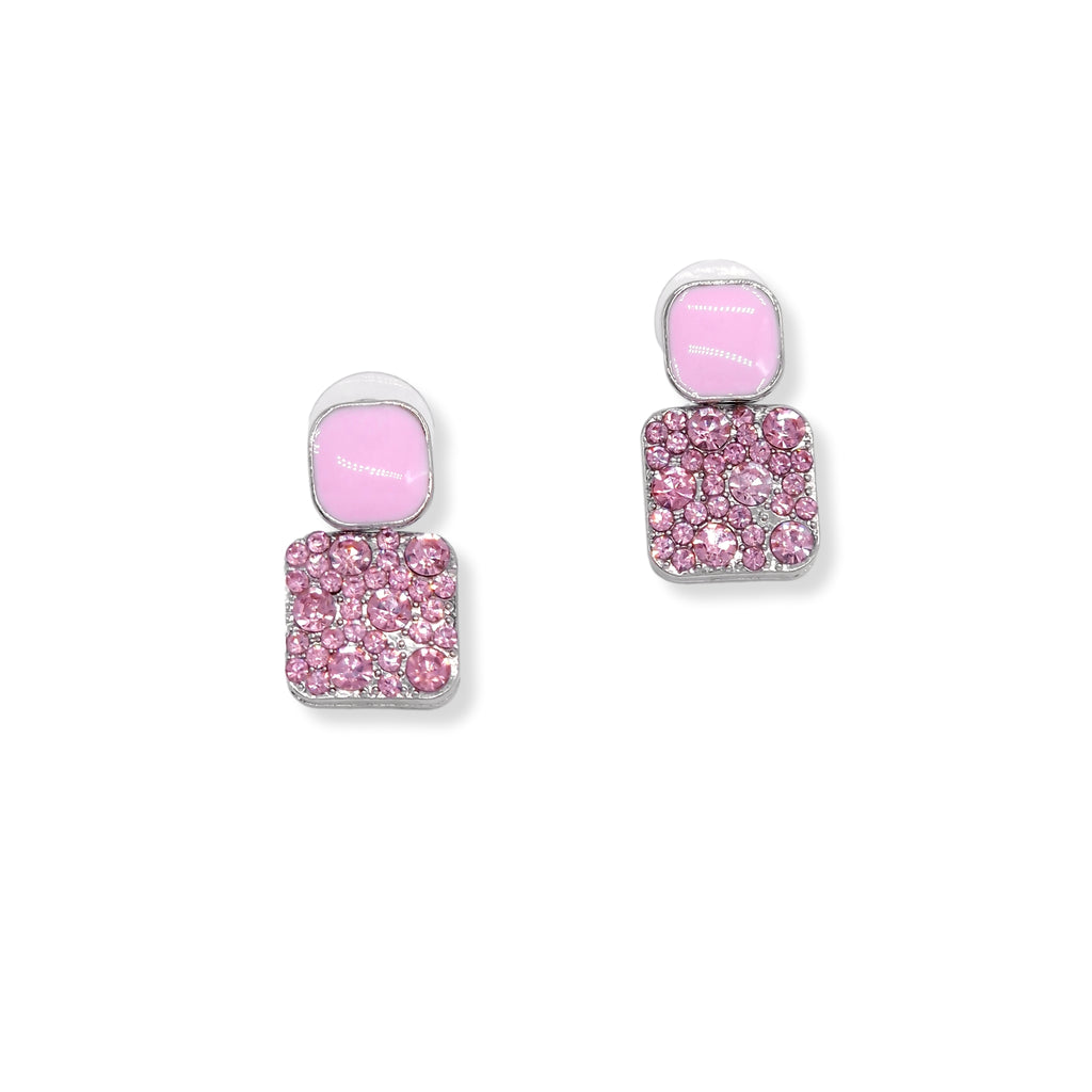 Kiki & Chloe Pink Diamante Square Stud Earrings