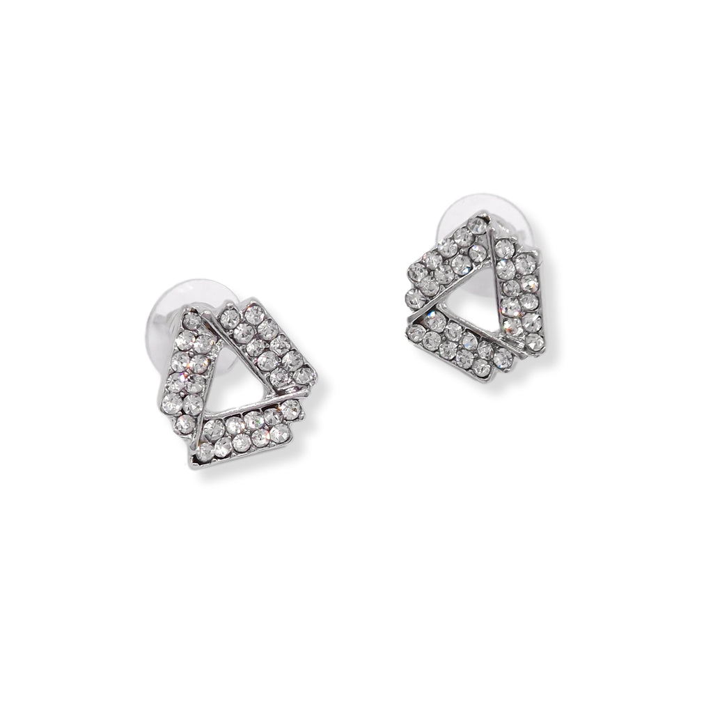 Kiki & Chloe Silver Diamante Triangle Stud Earrings