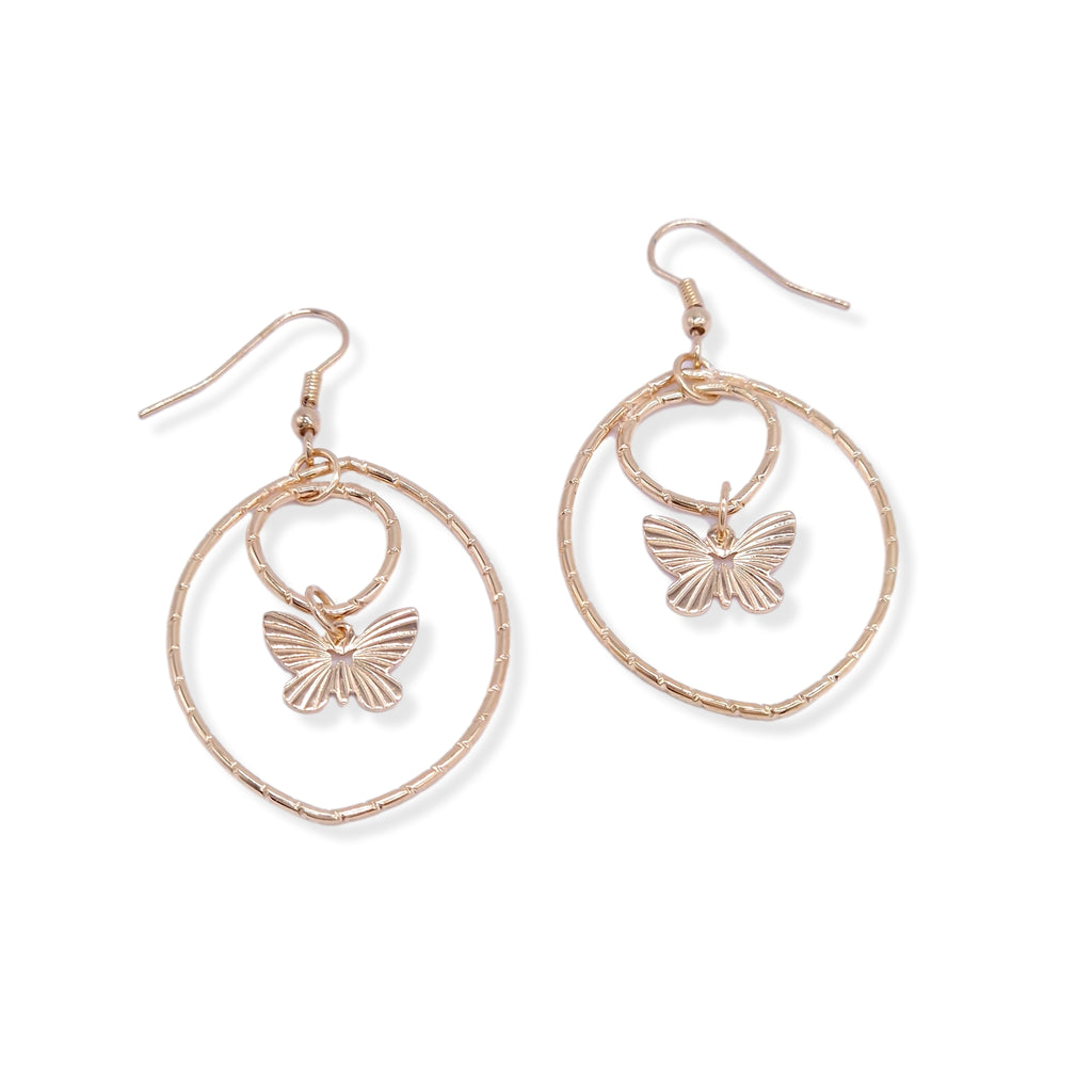 Kiki & Chloe Gold Oval Butterfly Earrings