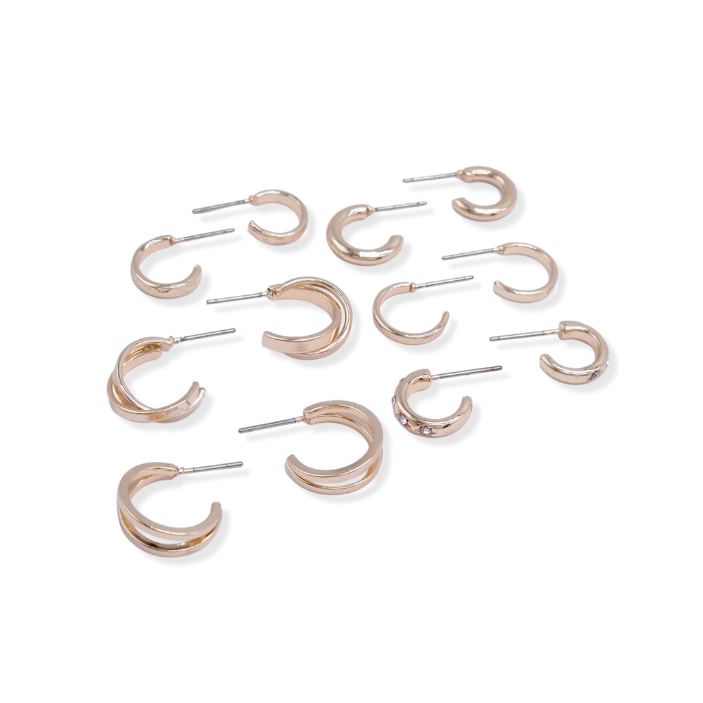 Kiki & Chloe 6 Pack Mixed Shape Gold Hoop Earrings