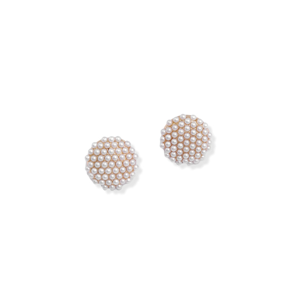Kiki & Chloe Pearl Encrusted Gold Domed Clip-on Earrings