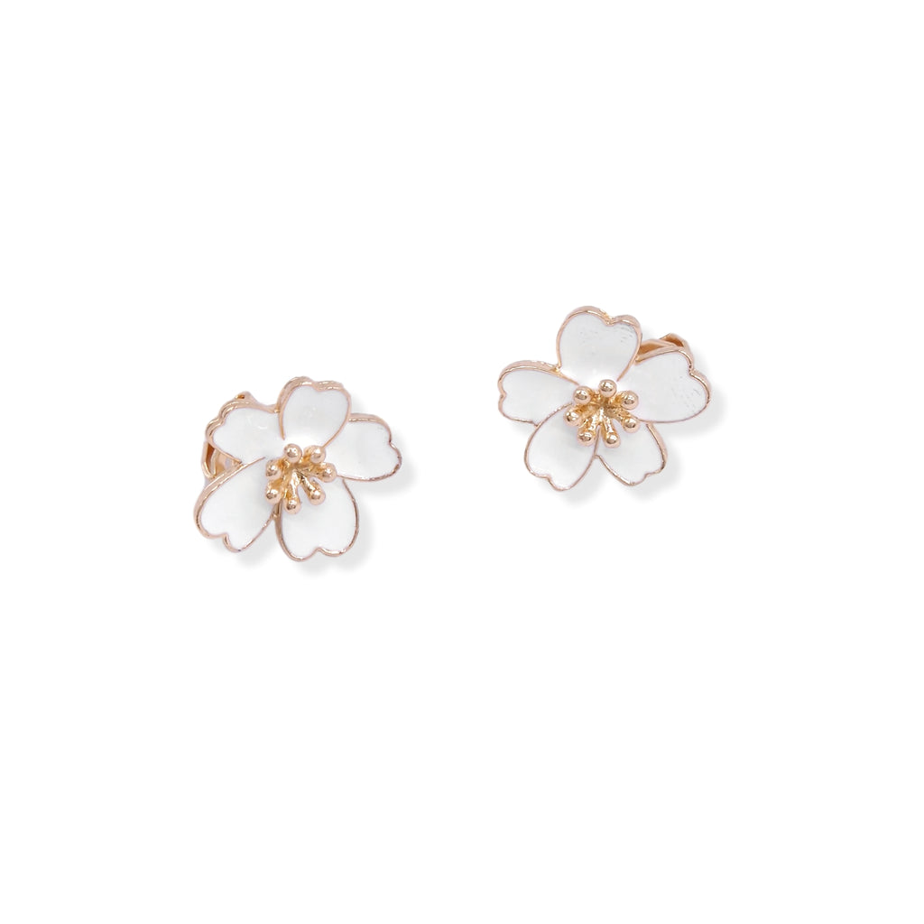 Kiki & Chloe Gold White Flower Clip-on Earrings