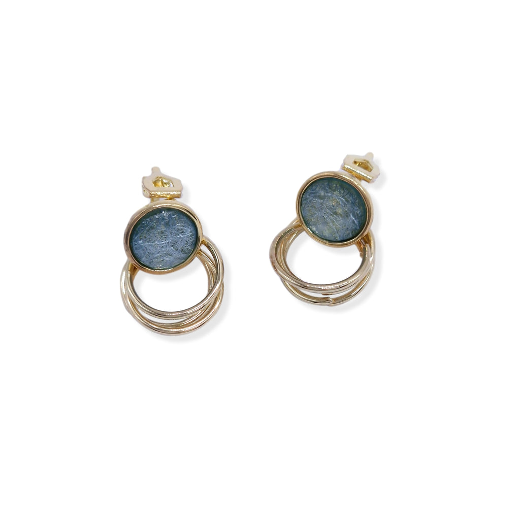 Kiki & Chloe Gold Circle Labradorite Drop Clip-on Earrings