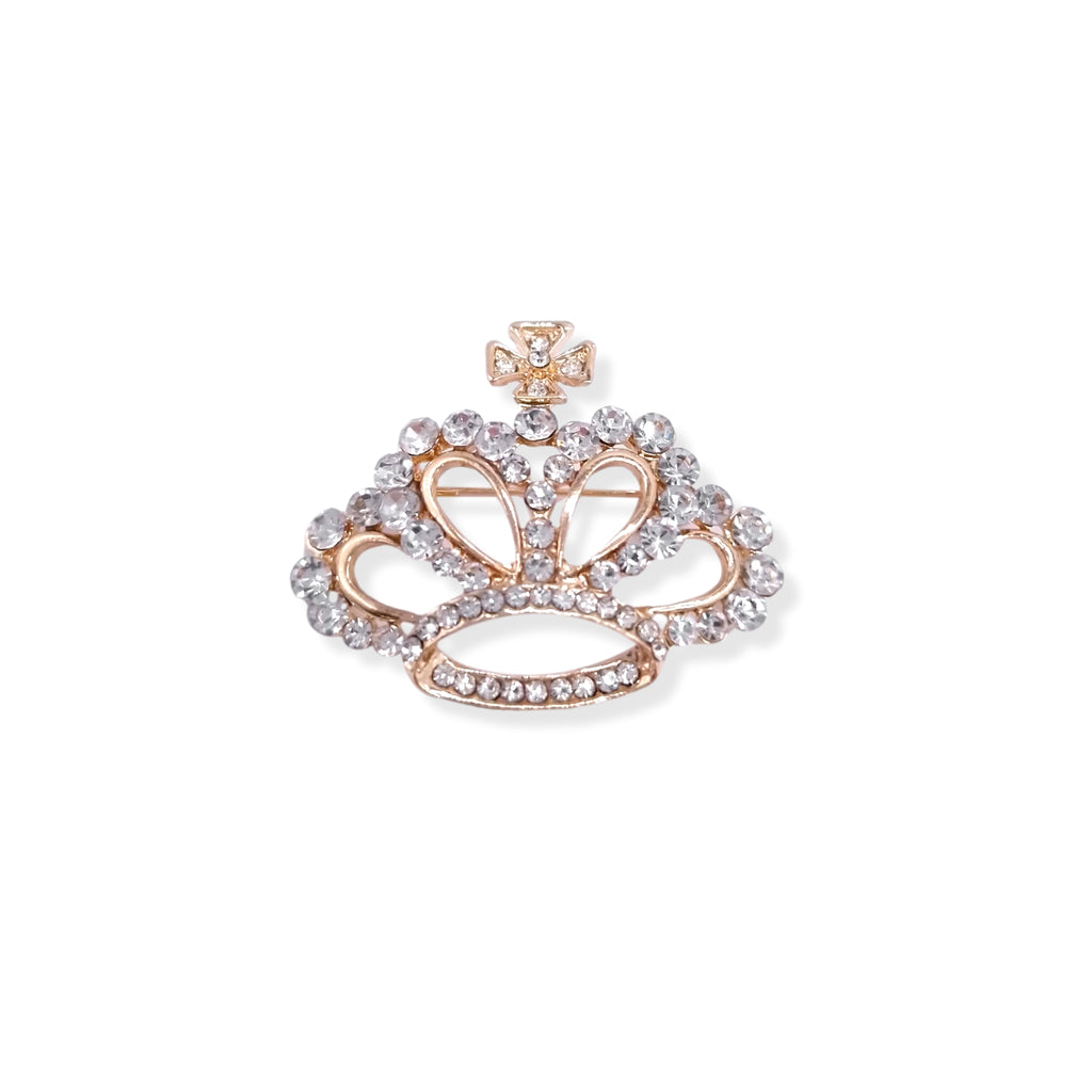 Kiki & Chloe Gold Diamante Crown Cross Brooch