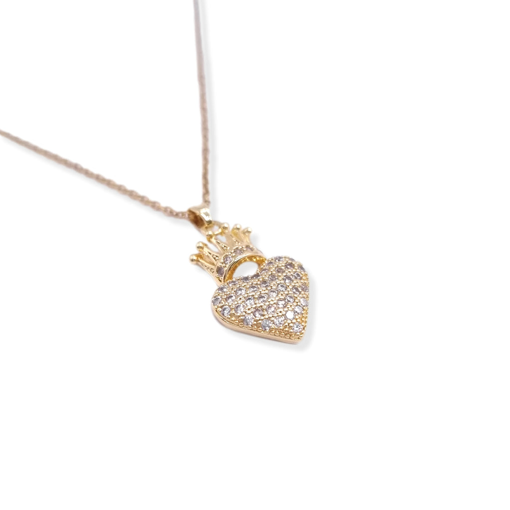 Kiki & Chloe Gold Crystal Heart Crown Pendant