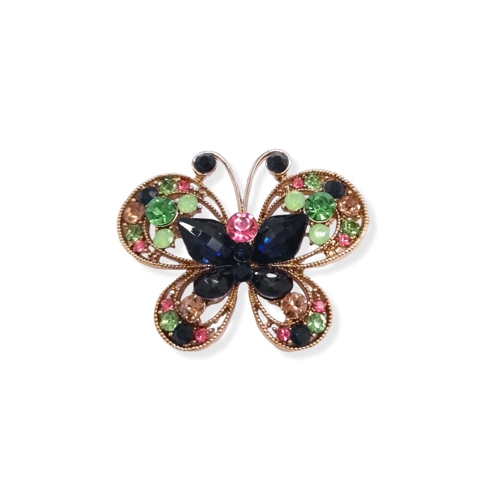 Kiki & Chloe Elegant Gemstone Crystal Butterfly Brooch