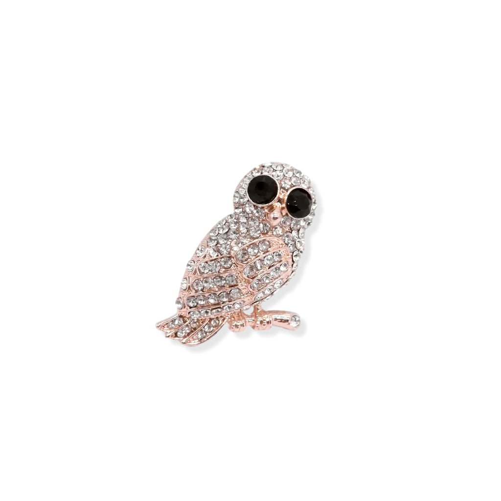 Kiki & Chloe Gold Diamante Owl Brooch