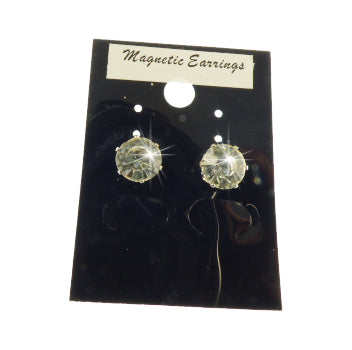 8mm Round Crystal Magnetic Earrings