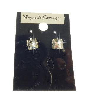 6mm Square Crystal Magnetic Earrings