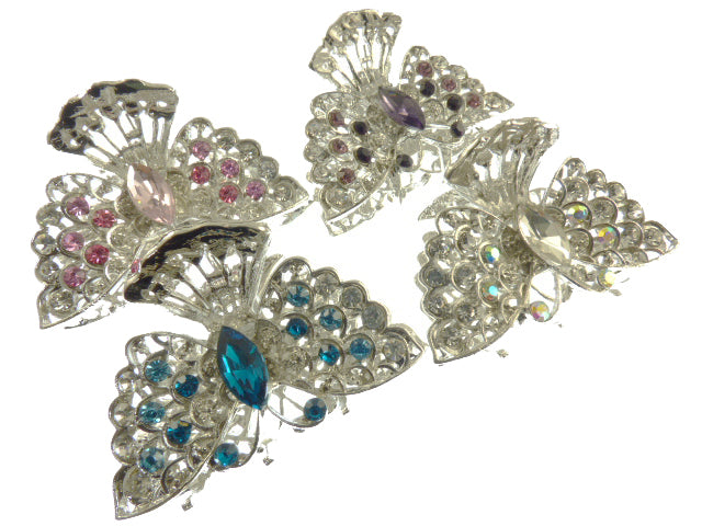 Metal Crystal Butterfly Hair Clamps