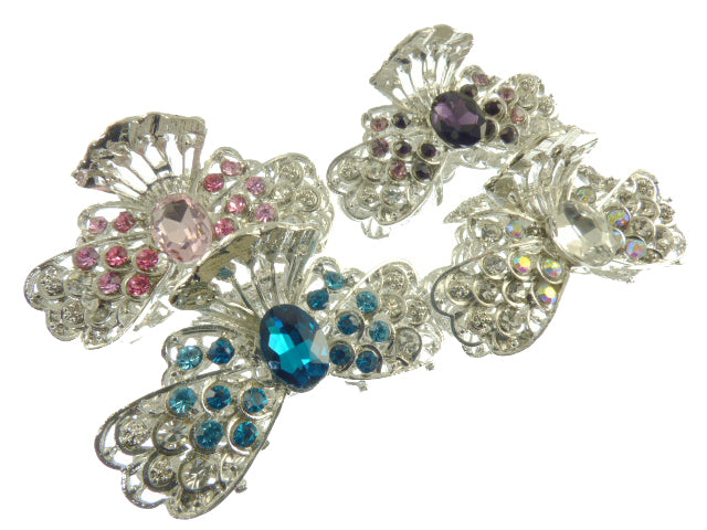 Metal Crystal Butterfly Hair Clamps