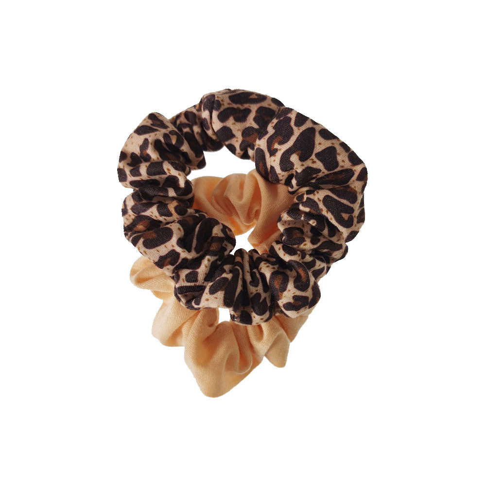 Leopard and Plain Scrunchie