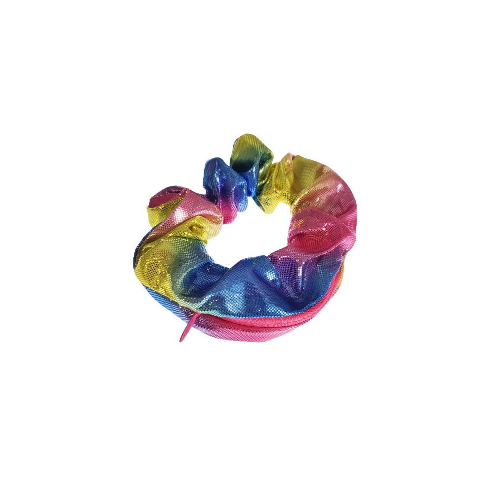 Rainbow Zipper Pocket Scrunchie