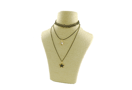Triple Choker with Crystal Star Pendants